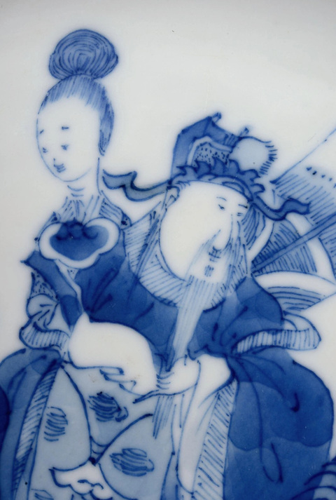 古玩陶瓷青花人物故事盤真品鑒賞圖
