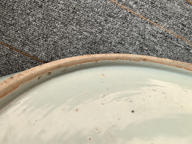 古玩陶瓷蝶紋廣彩盤真品鑒賞圖