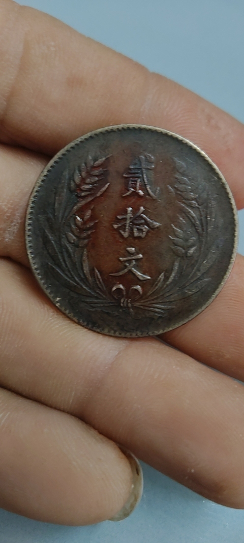 古玩錢幣民國十年中華銅幣雙旗二十文真品鑒賞圖