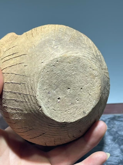 古玩陶瓷齊家文化·單耳紅陶缶真品鑒賞圖