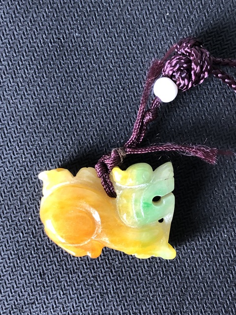 古玩玉器“染色”非天然翡翠貔貅真品鑒賞圖