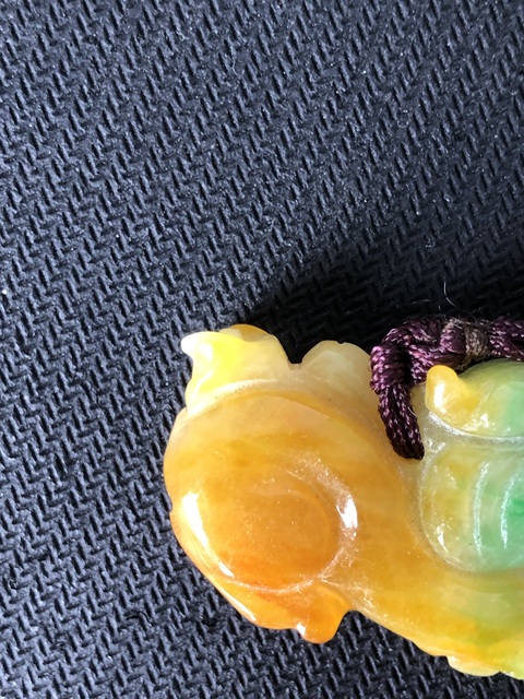古玩玉器“染色”非天然翡翠貔貅真品鑒賞圖