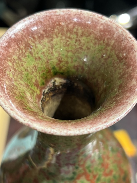 古玩陶瓷豇豆紅釉柳葉瓶真品鑒賞圖