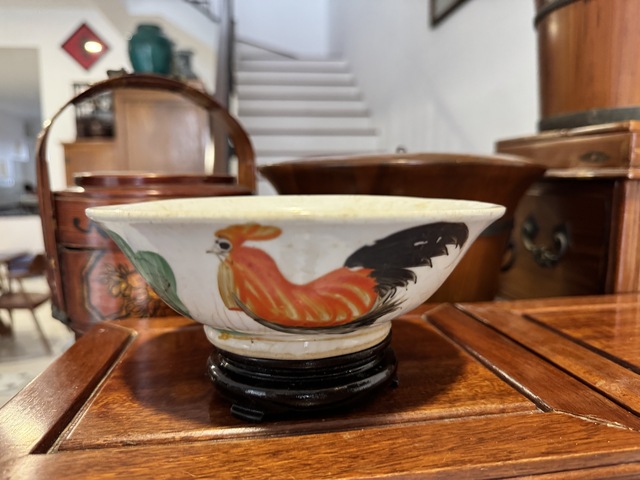 古玩陶瓷大雞圖碗真品鑒賞圖