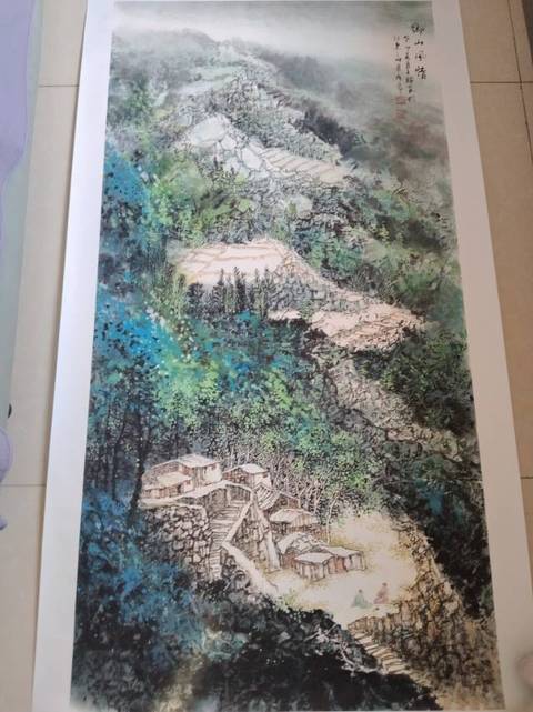 古玩字畫王輝《鄉(xiāng)山風情》真品鑒賞圖