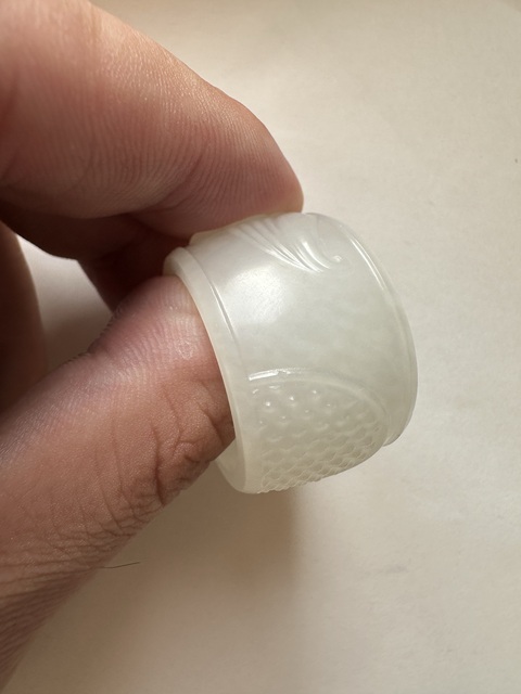 古玩玉器和田白玉扳指真品鑒賞圖