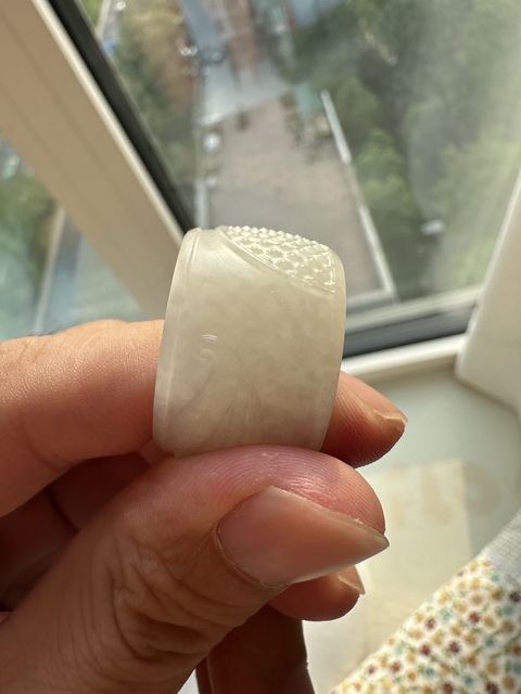 古玩玉器和田白玉扳指真品鑒賞圖