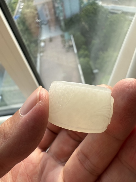 古玩玉器和田白玉扳指真品鑒賞圖