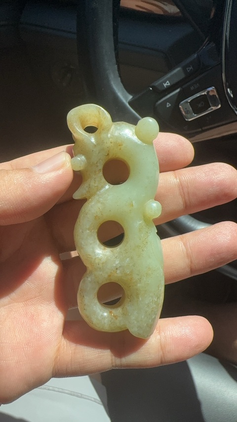 古玩玉器河磨玉雕“龍形把件”真品鑒賞圖