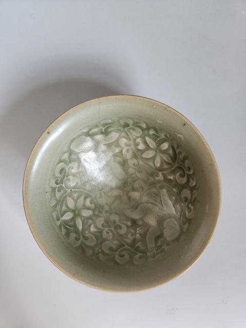 古玩陶瓷耀州窯童子戲蓮盞真品鑒賞圖