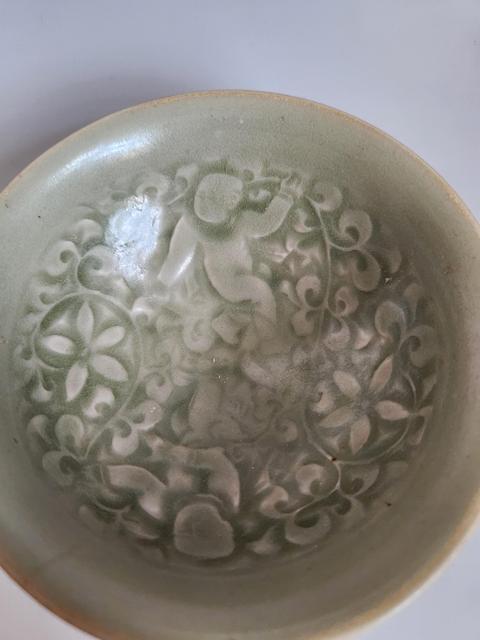 古玩陶瓷耀州窯童子戲蓮盞真品鑒賞圖