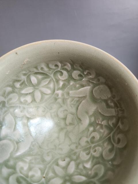 古玩陶瓷耀州窯童子戲蓮盞真品鑒賞圖