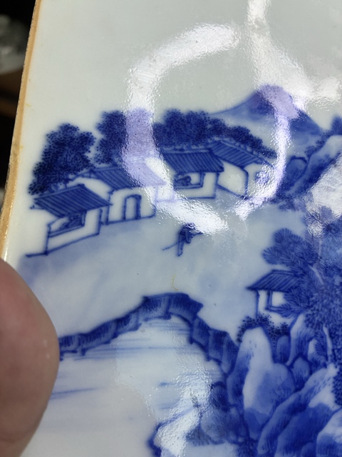 古玩陶瓷青花瓷板真品鑒賞圖