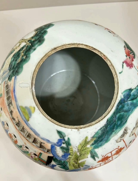 古玩陶瓷清晚期 粉彩嬰戲圖蓋罐真品鑒賞圖