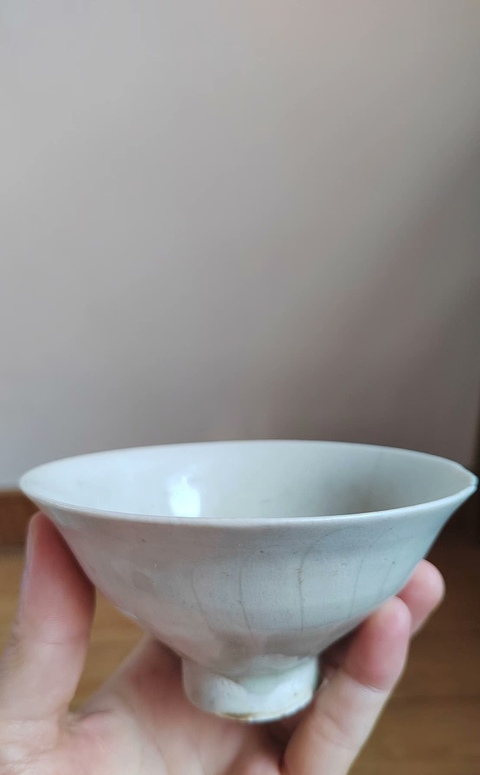 古玩陶瓷青白釉刻花斗笠盞真品鑒賞圖