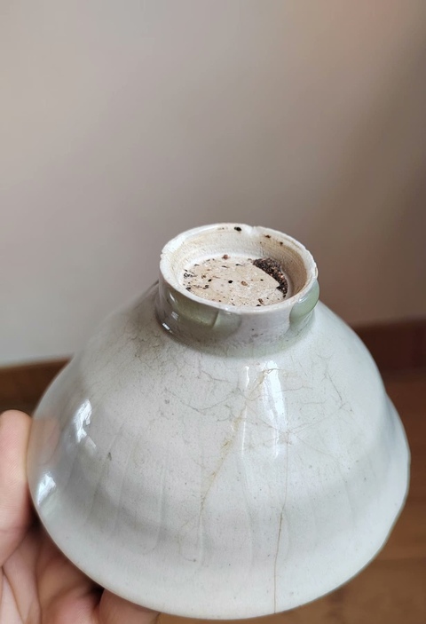 古玩陶瓷青白釉刻花斗笠盞真品鑒賞圖