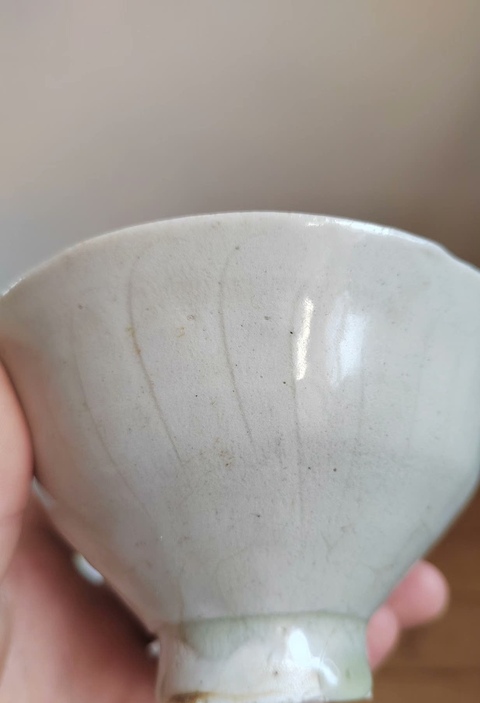 古玩陶瓷青白釉刻花斗笠盞真品鑒賞圖