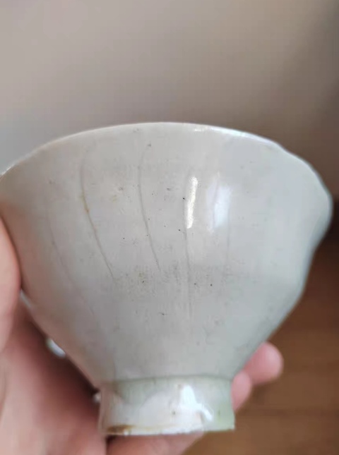 古玩陶瓷青白釉刻花斗笠盞真品鑒賞圖