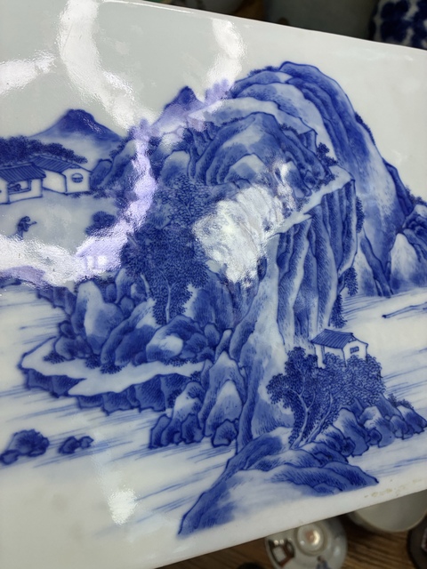 古玩陶瓷青花瓷板真品鑒賞圖