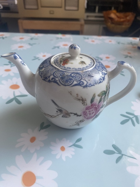 古玩陶瓷民國細路粉彩花鳥壺真品鑒賞圖