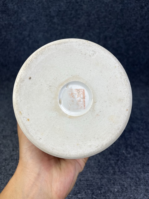 古玩陶瓷粉彩美色清華紋帽筒真品鑒賞圖