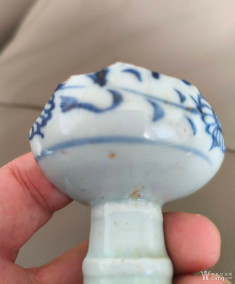 古玩陶瓷元青花花卉紋高足杯標本真品鑒賞圖