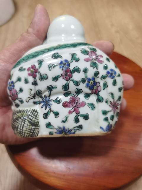 古玩陶瓷粉彩彌勒佛坐像真品鑒賞圖