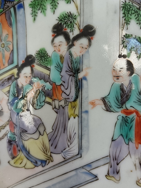 古玩陶瓷人物紋廣五彩盤真品鑒賞圖