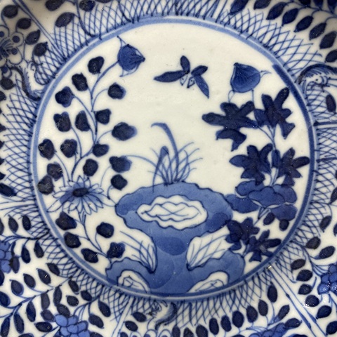 古玩陶瓷清光緒·花蝶紋青花花口盤拍賣，當前價格1000元
