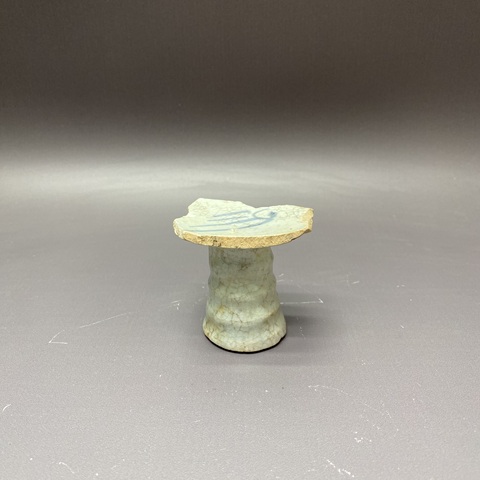 古玩陶瓷青花火焰紋竹節柄高足杯標本真品鑒賞圖