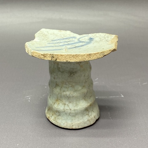 古玩陶瓷青花火焰紋竹節柄高足杯標本真品鑒賞圖