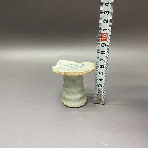 古玩陶瓷青花火焰紋竹節柄高足杯標本真品鑒賞圖