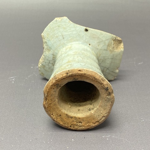 古玩陶瓷青花火焰紋竹節柄高足杯標本真品鑒賞圖