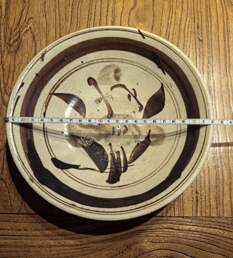古玩陶瓷元磁州窯白地黑花大盤拍賣,當(dāng)前價(jià)格68元