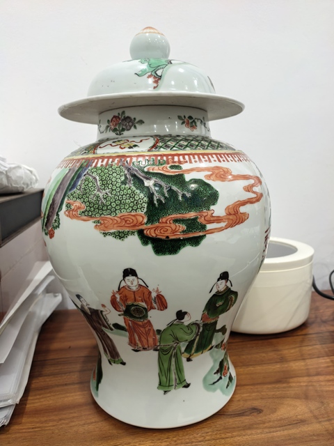 古玩陶瓷五彩將軍罐真品鑒賞圖