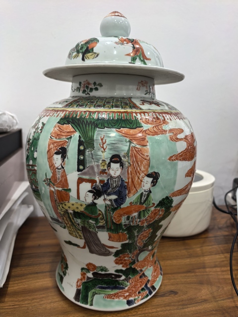 古玩陶瓷五彩將軍罐真品鑒賞圖