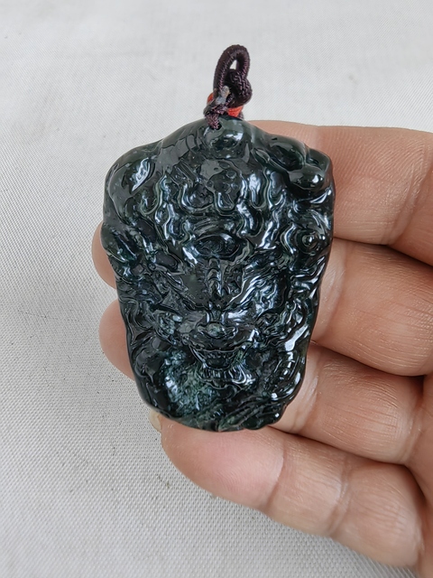 古玩玉器天然翡翠雕“龍牌”真品鑒賞圖