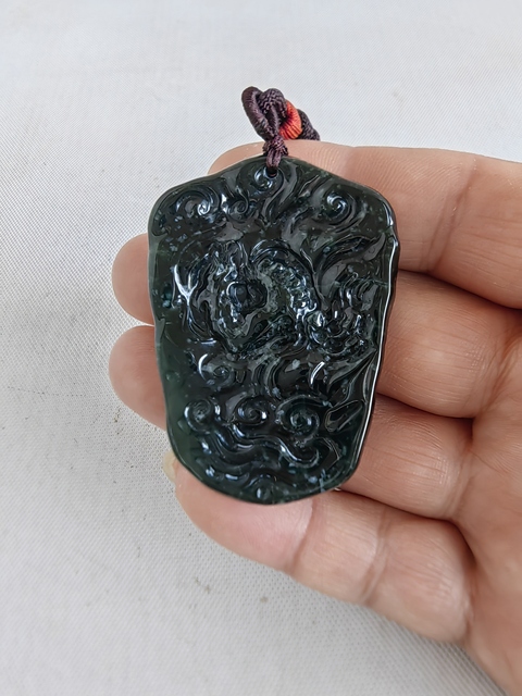 古玩玉器天然翡翠雕“龍牌”真品鑒賞圖