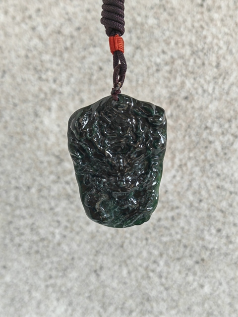 古玩玉器天然翡翠雕“龍牌”真品鑒賞圖