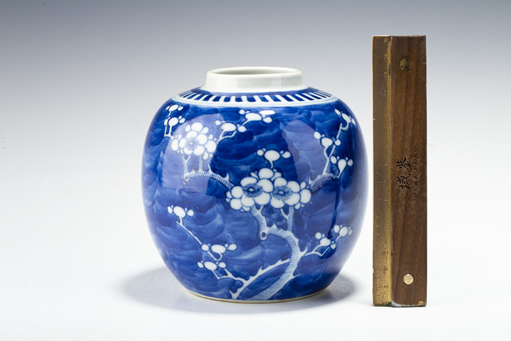 古玩陶瓷清晚·青花留白冰梅紋罐拍賣,當(dāng)前價(jià)格108元