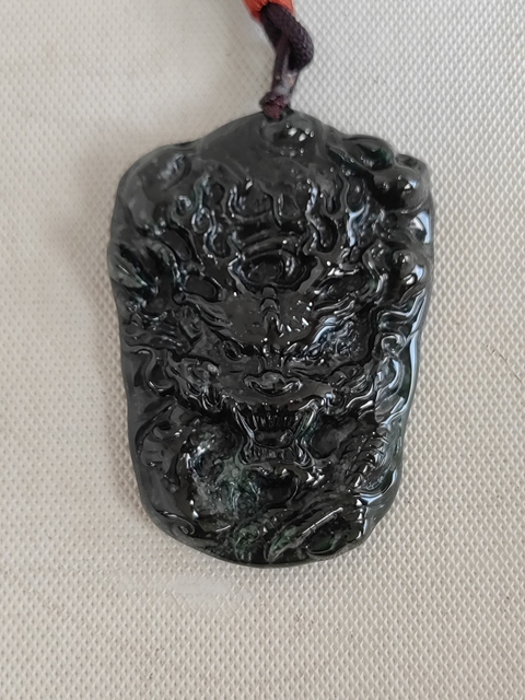 古玩玉器天然翡翠雕“龍牌”真品鑒賞圖