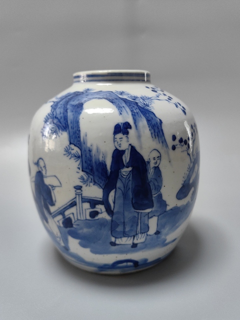 古玩陶瓷晚清青花罐真品鑒賞圖