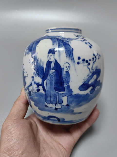 古玩陶瓷晚清青花罐真品鑒賞圖
