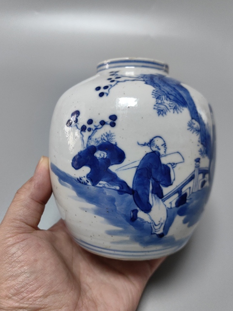 古玩陶瓷晚清青花罐真品鑒賞圖