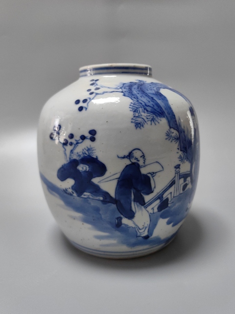 古玩陶瓷晚清青花罐真品鑒賞圖