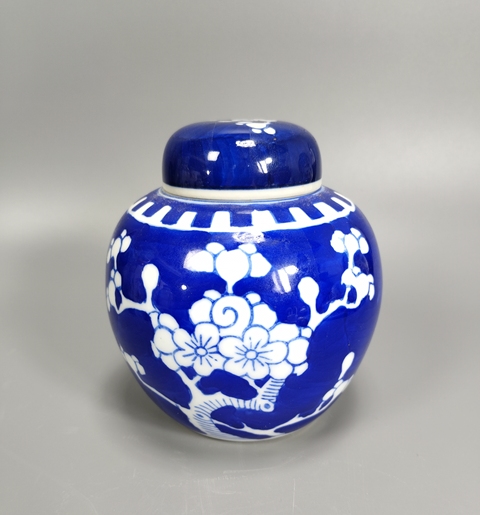 古玩陶瓷青花冰梅圖蓋罐真品鑒賞圖