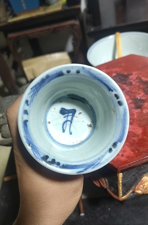 古玩陶瓷青花人物紋高足杯真品鑒賞圖