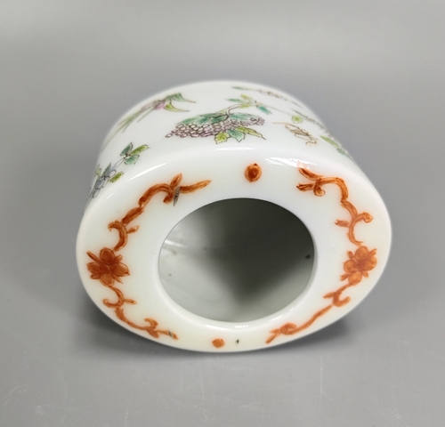 古玩陶瓷粉彩蟲草紋溫酒器真品鑒賞圖