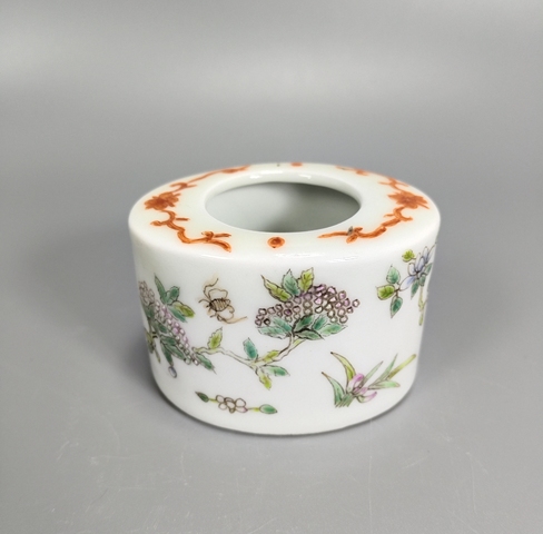 古玩陶瓷粉彩蟲草紋溫酒器真品鑒賞圖