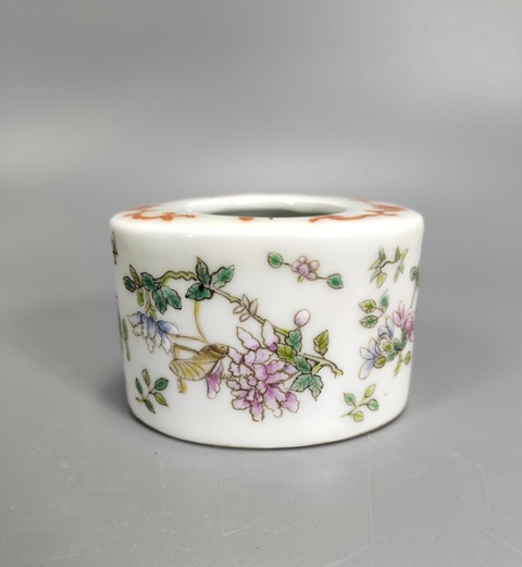 古玩陶瓷粉彩蟲草紋溫酒器真品鑒賞圖